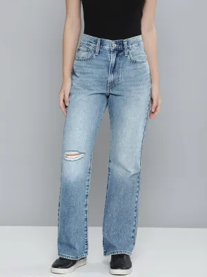 Night Out Daily Wear Women's Indigo Wedgie Bootcut Fit Mid Rise Jeans