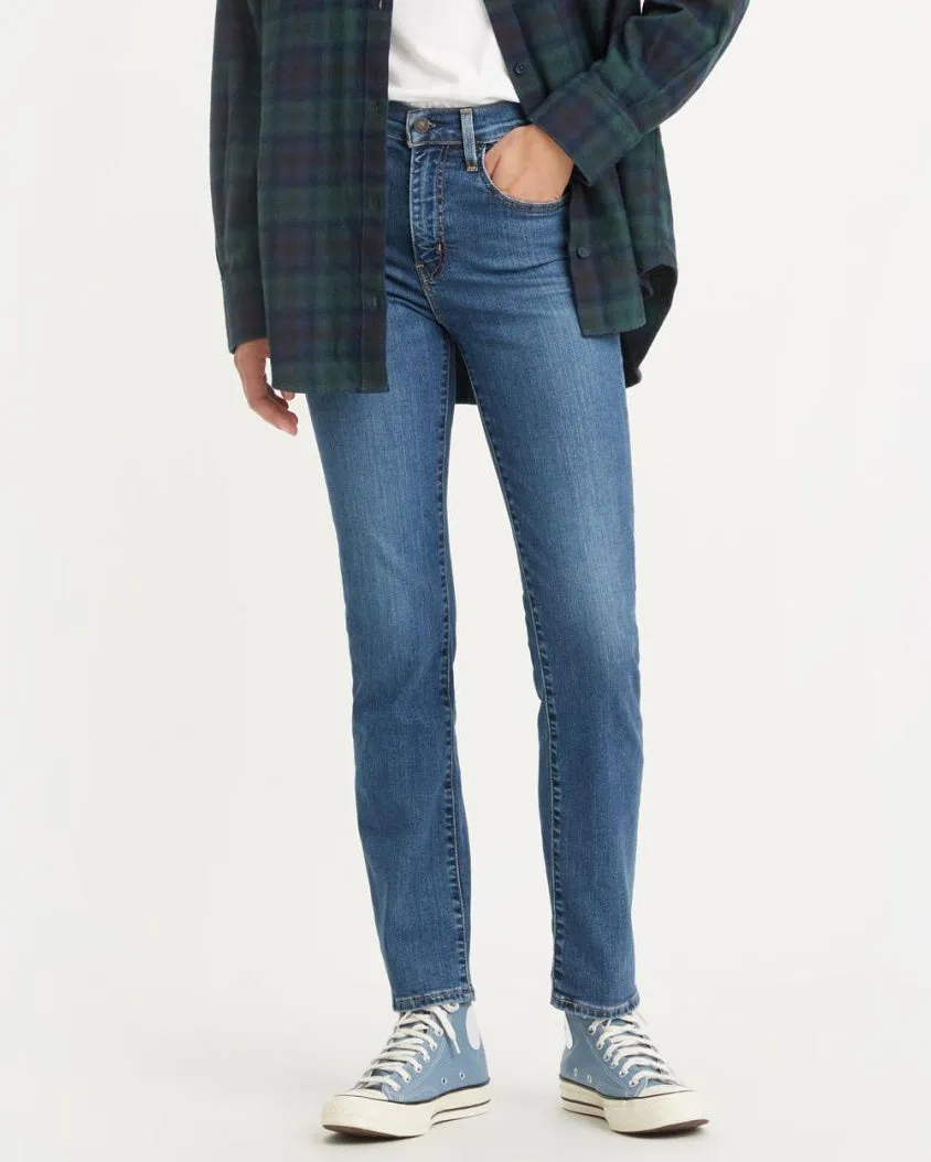 Levi's? Womens 724 High Rise Straight Leg Jeans - Blue Wave Mid Office Friendly Spring Mood Slim
