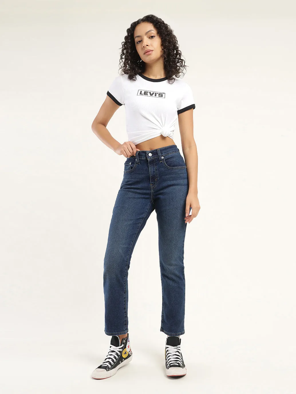 Holiday Vibes Stretch Smart Wardrobe Women's 724 Blue Straight Fit High Rise Jeans