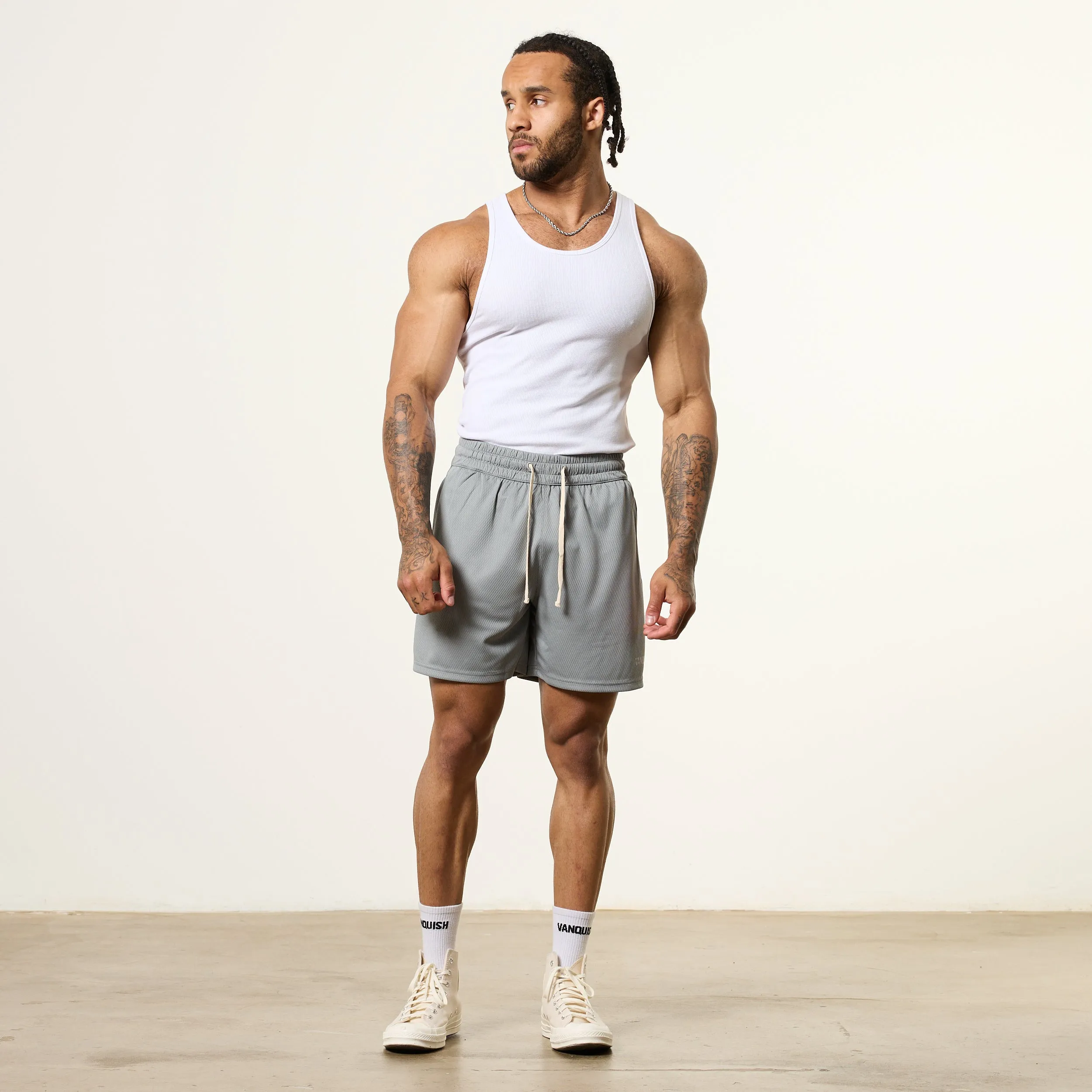 loafers Pastel Colors Vanquish Essential V2 Steel Grey Mesh Shorts