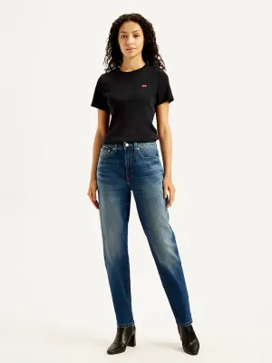 Date Night Sunny Vibes Women's Blue Loose Fit High Rise Boyfriend Jeans
