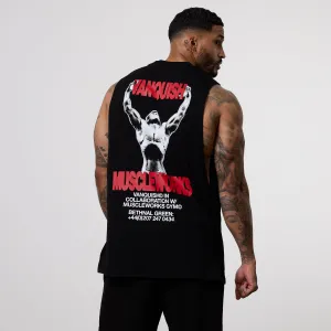 Vanquish x Muscleworks Black Sleeveless T-Shirt Moisture Activated Cooling long term projects