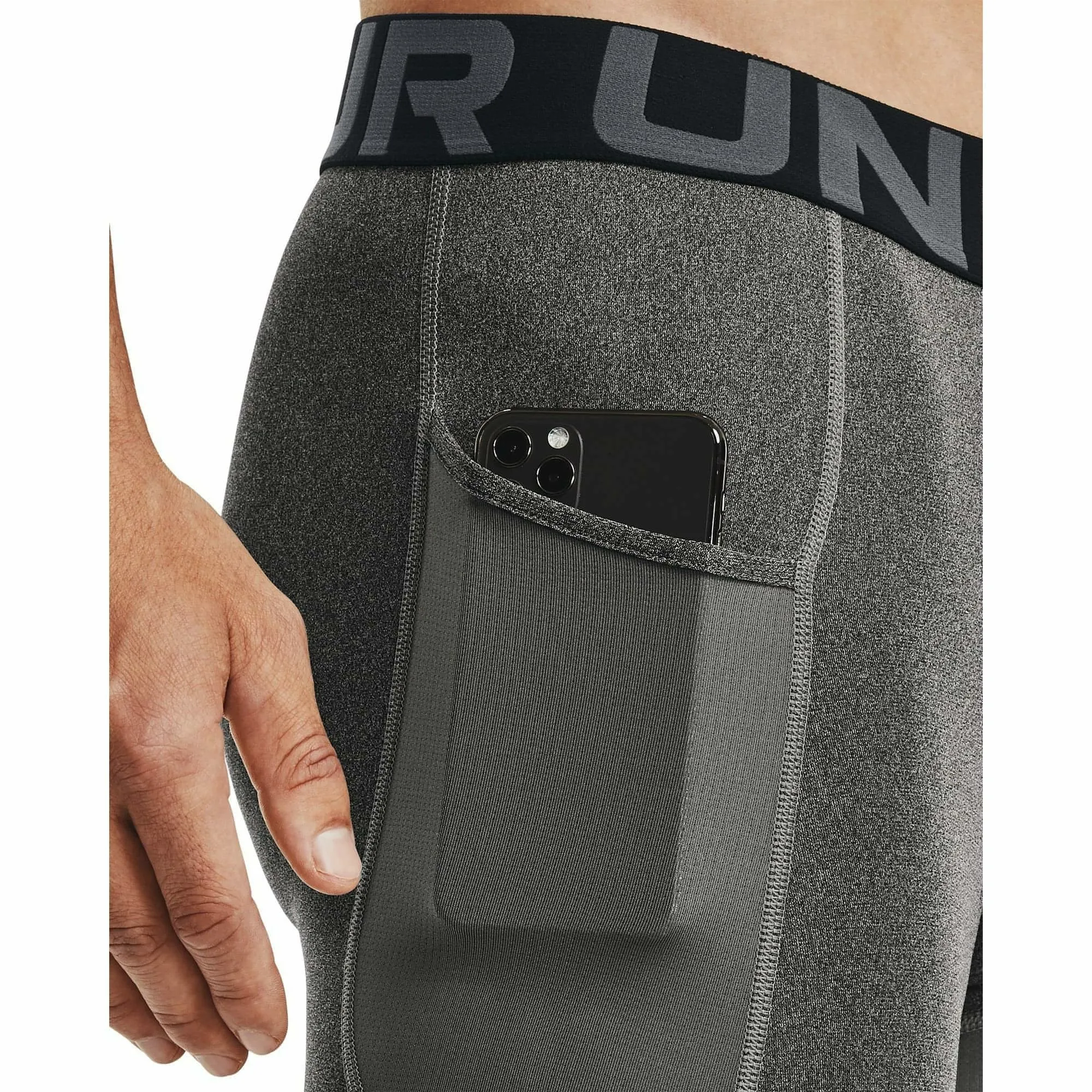 Sporty Style Under Armour HeatGear Pocket Long Mens Short Compression Tights - Grey