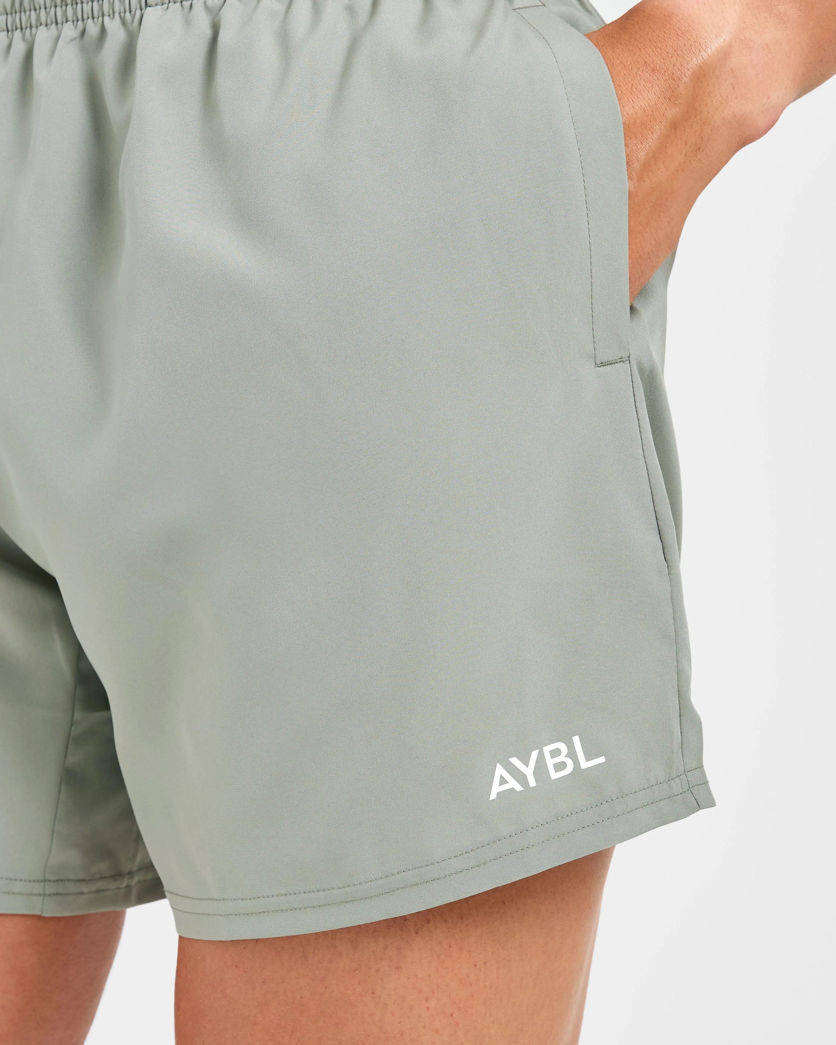 Core 5" Shorts - Washed Sage Microfiber Blend Fabric