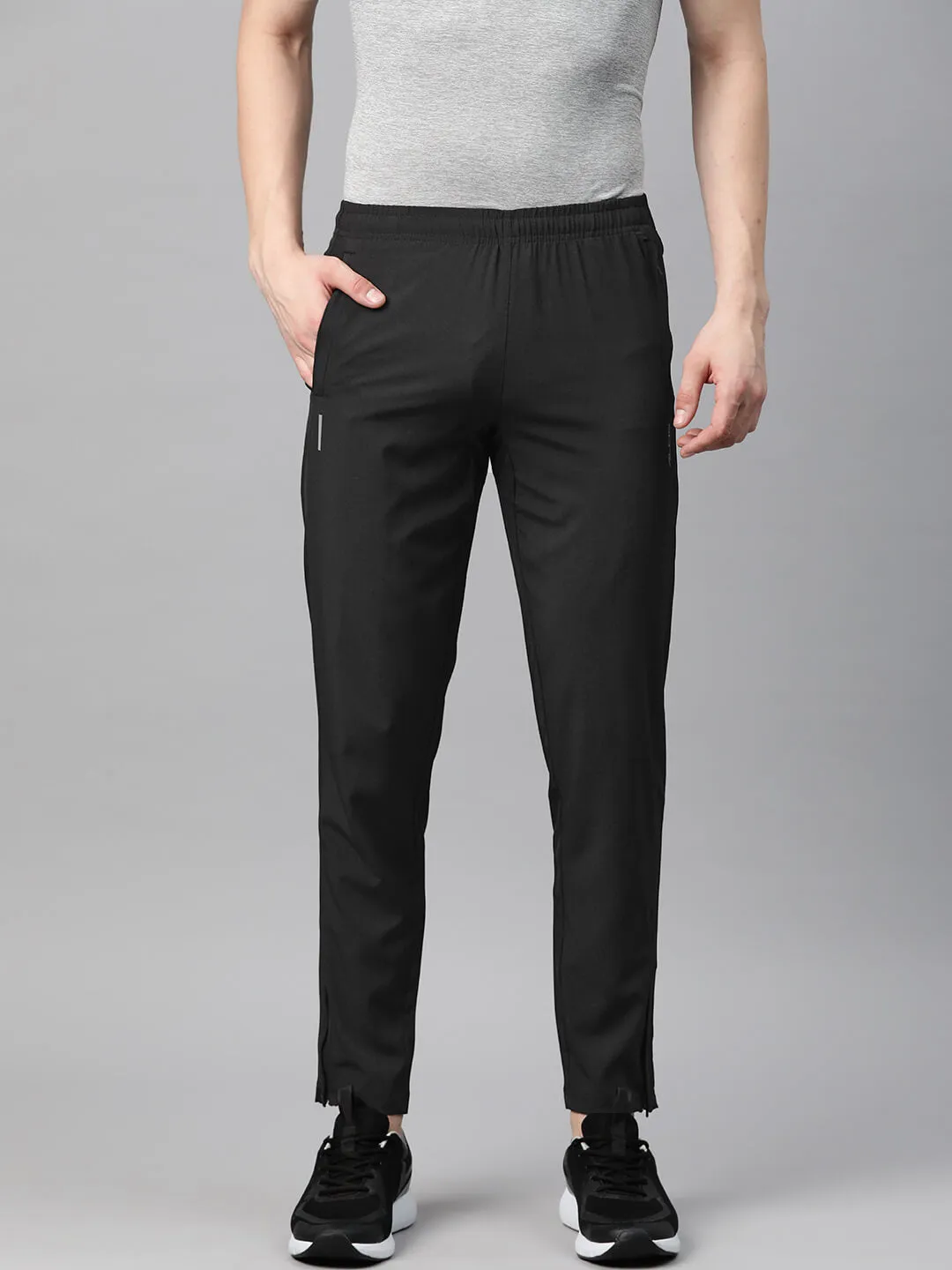 Basic Look Flexible Knee Articulation Alcis Men Dry Tech Slim Fit Sports Track Pants with Reflective Detail
