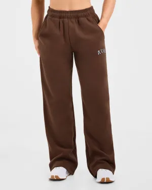 Varsity 2.0 Oversized Straight Leg Joggers - Brown Conviction Comfortable Band