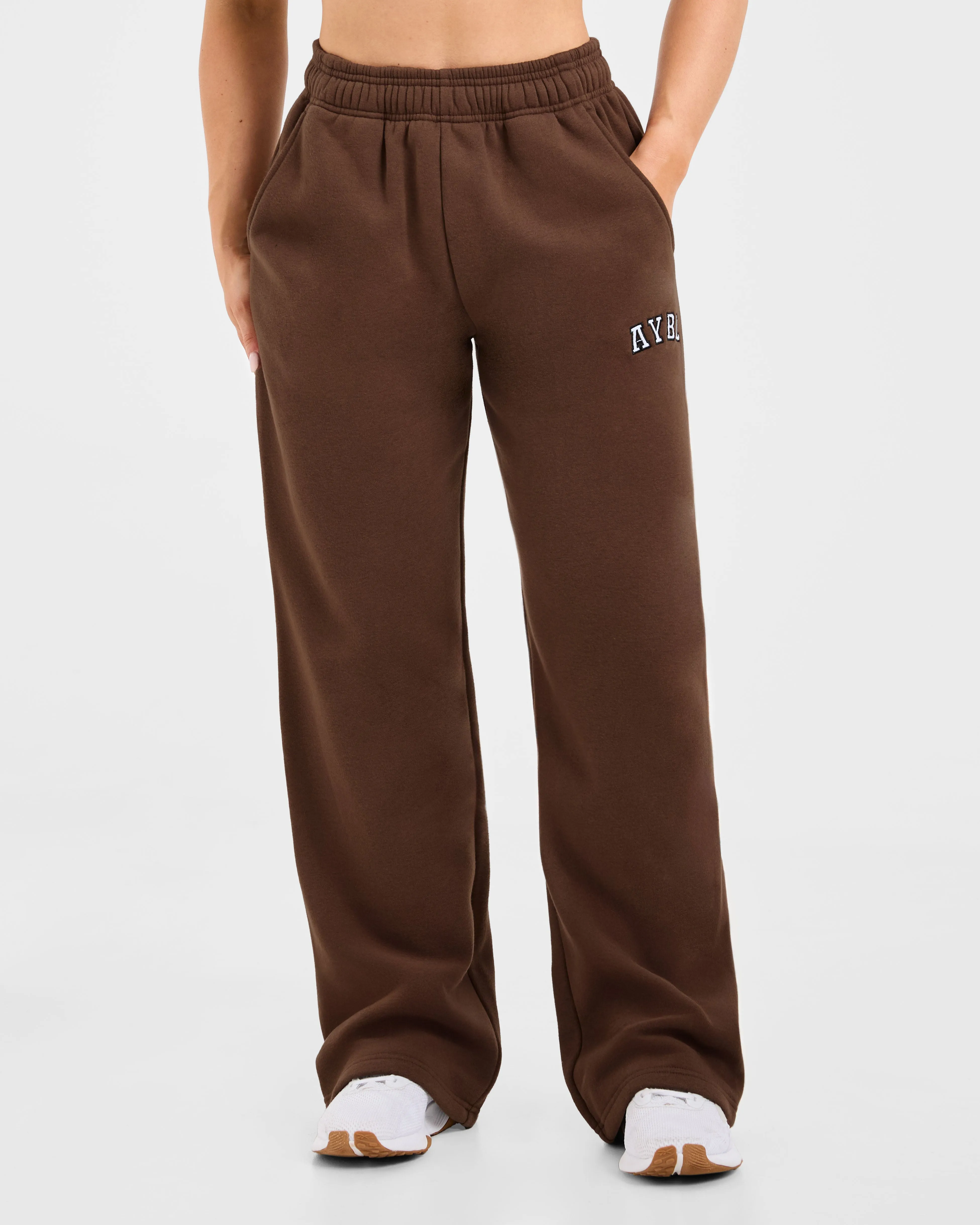 Varsity 2.0 Oversized Straight Leg Joggers - Brown Conviction Comfortable Band