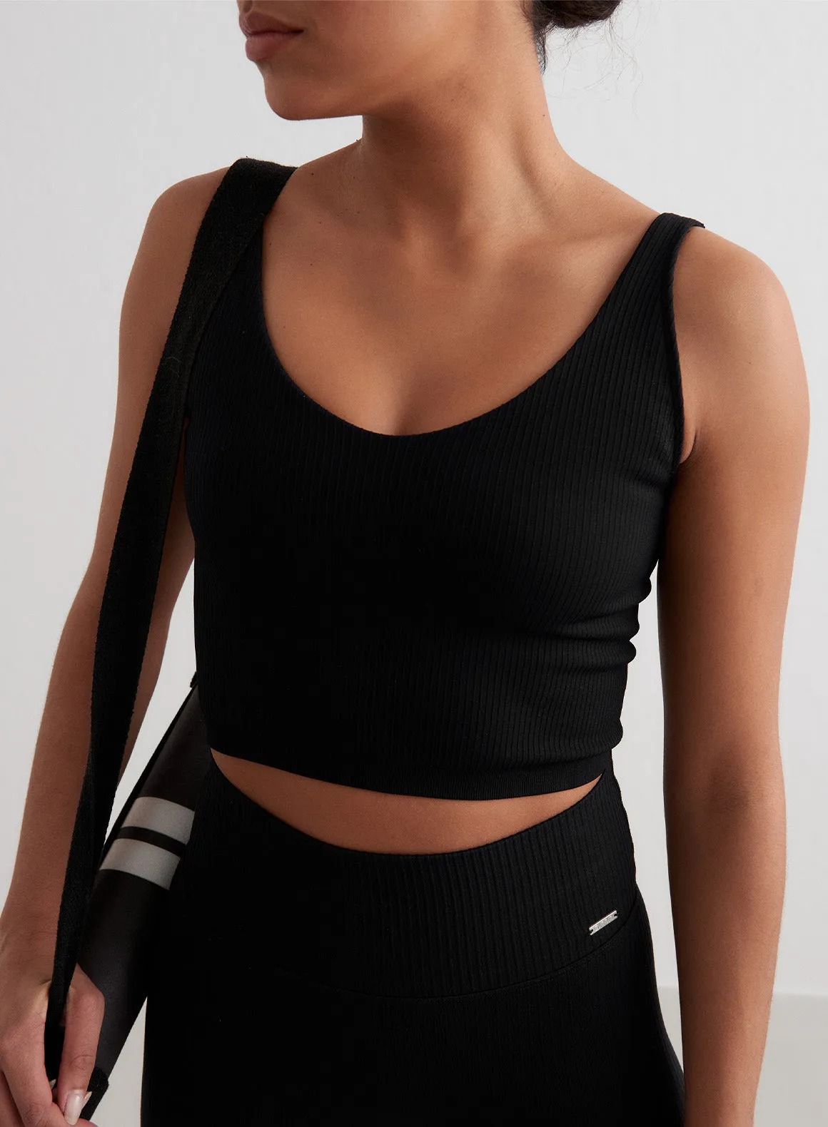 aluminum body Cloud - integrated Black Ribbed Seamless Bralette