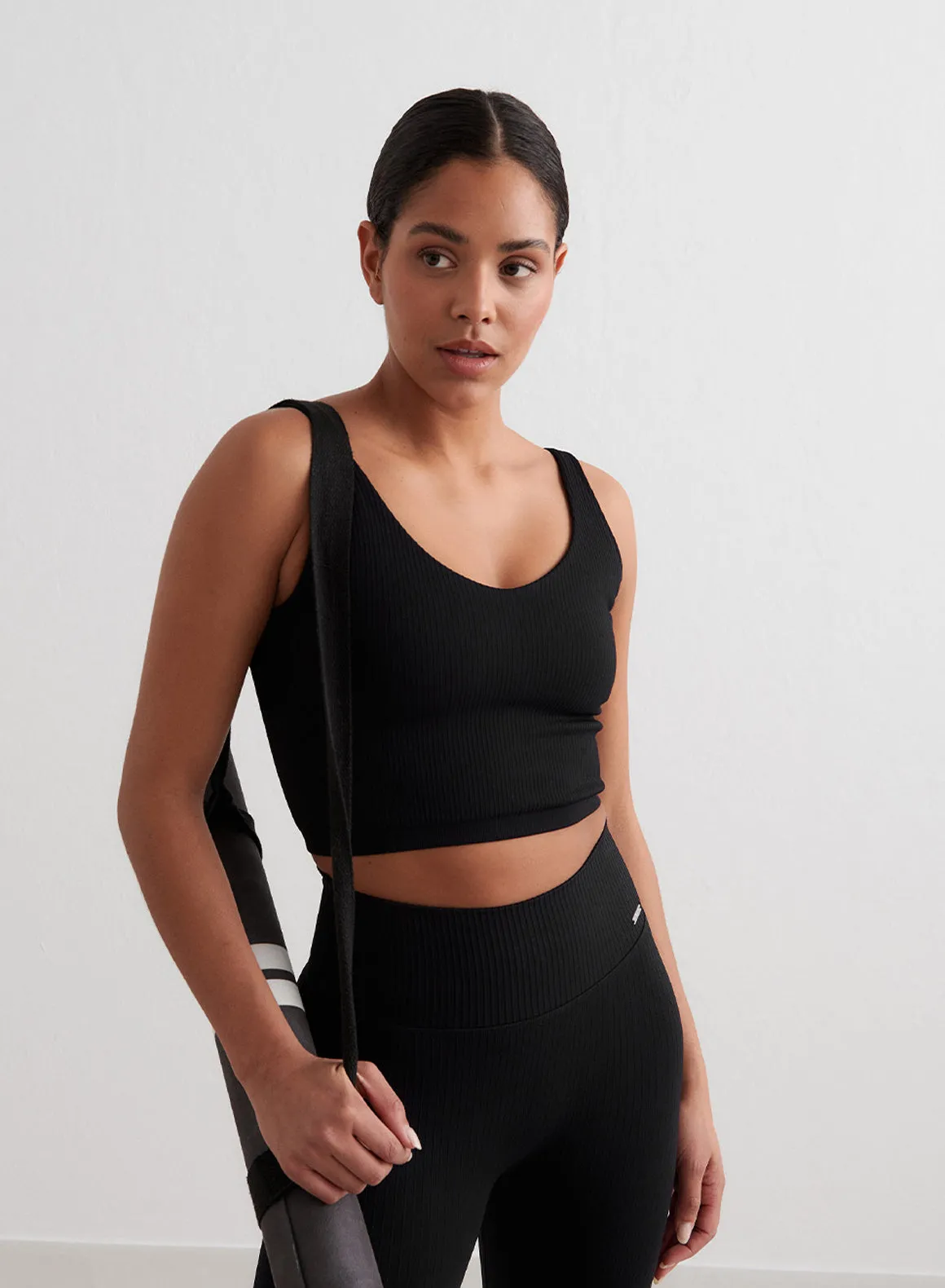 Ventilation Panels low load - bearing capacity Black Ribbed Seamless Bralette