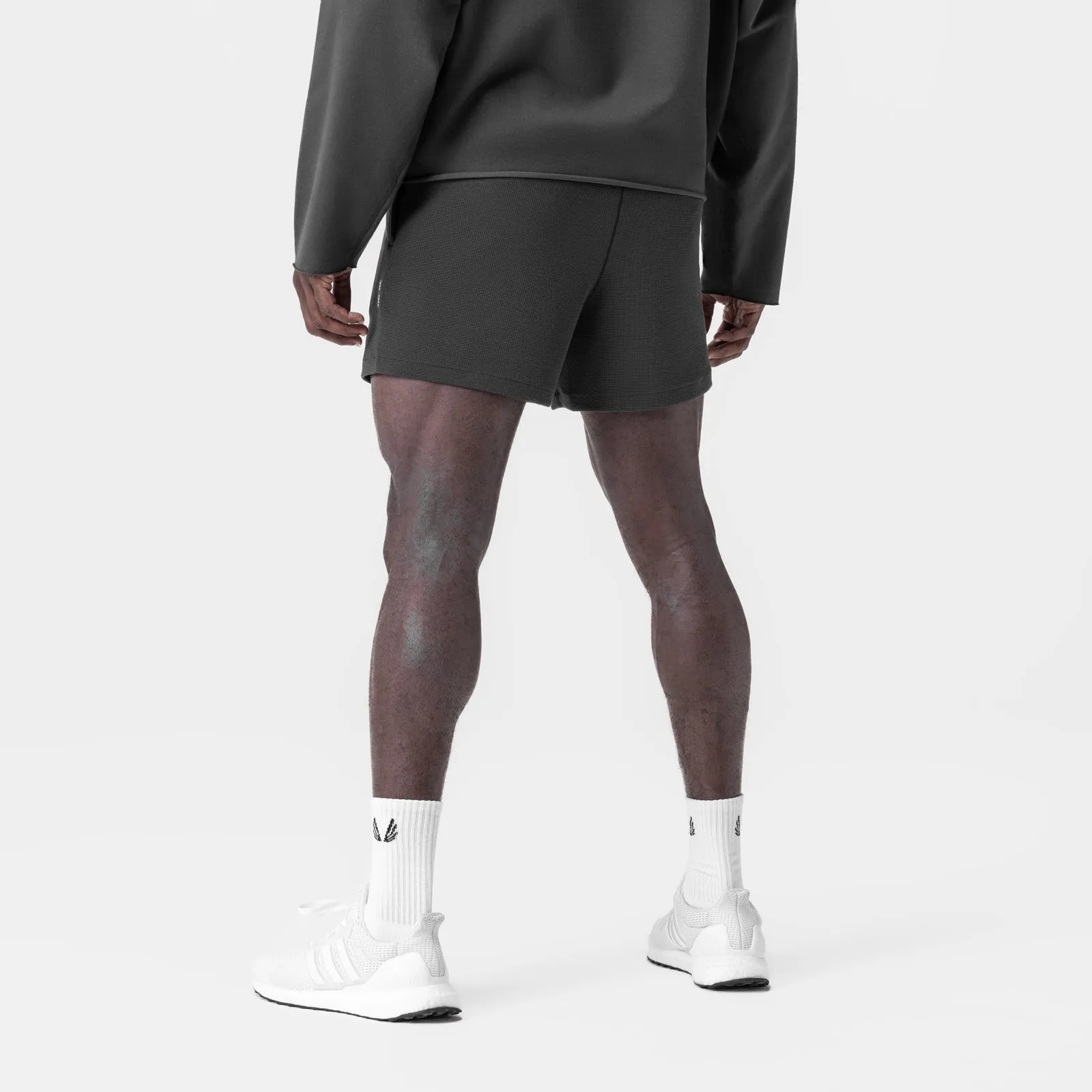 teenagers Double Layered Knees 0954. Waffle Knit Sweat Short - Space Grey
