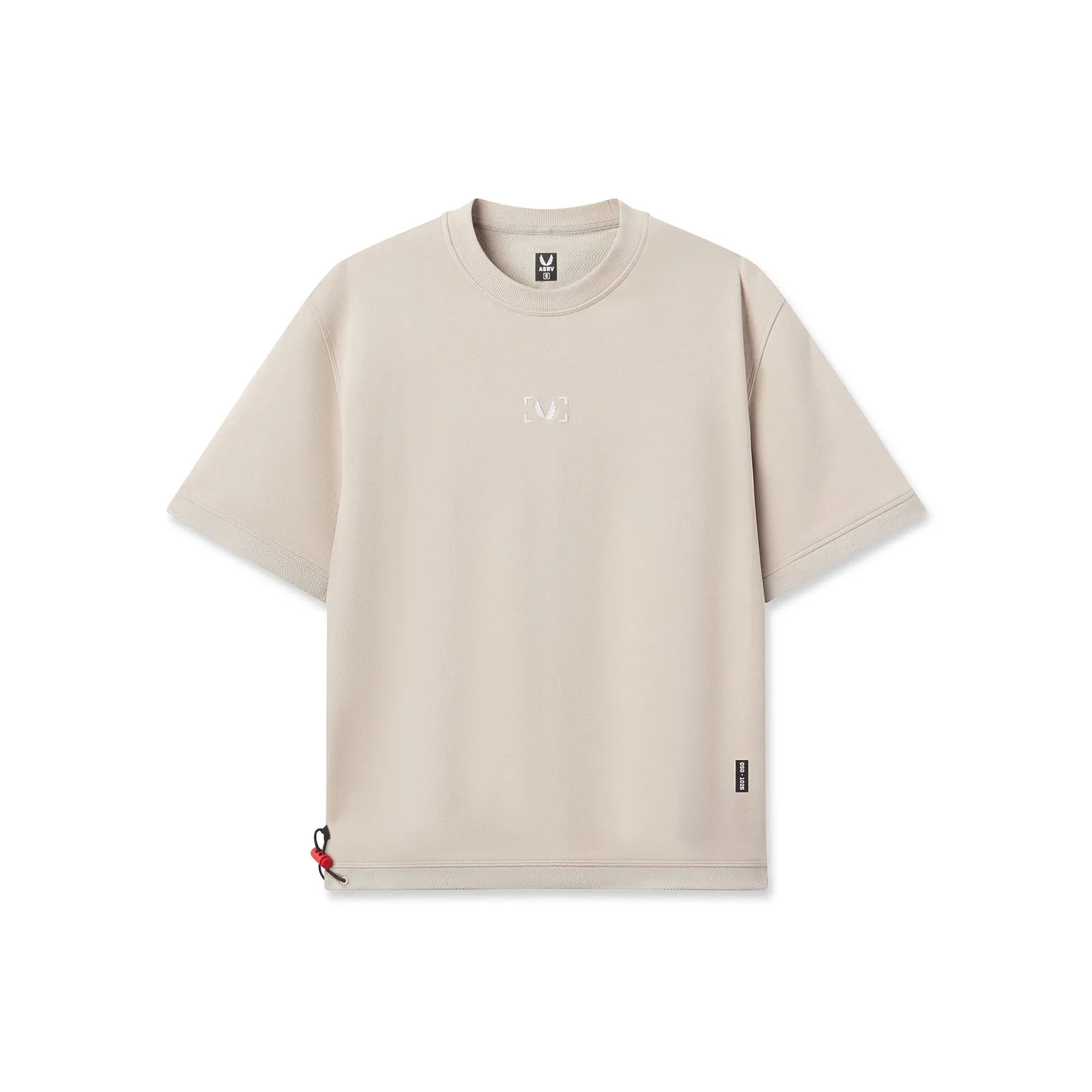1026. Herringbone Terry Oversized Cinch Tee - Chai Travel Comfort Stretchable