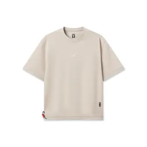 1026. Herringbone Terry Oversized Cinch Tee - Chai Travel Comfort Stretchable