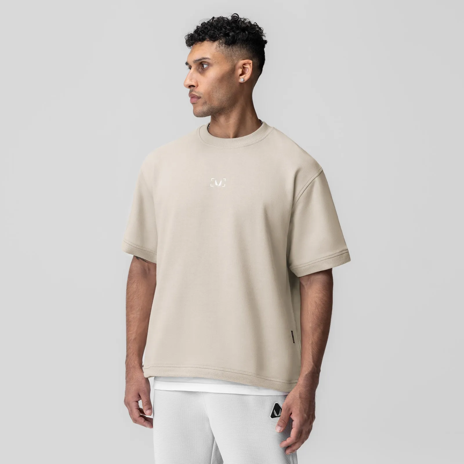 1026. Herringbone Terry Oversized Cinch Tee - Chai thermal