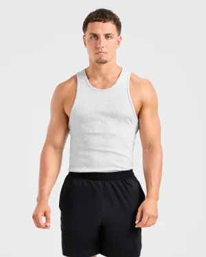 Non Binding Cuff Muscle Ribbed Tank - Light Grey Marl Flexible Ankle Cuffs
