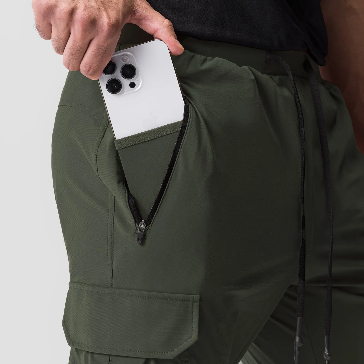 0825. Tetra-Lite? Cargo High Rib Jogger - Olive All Day Wear Sweat Wicking Lining