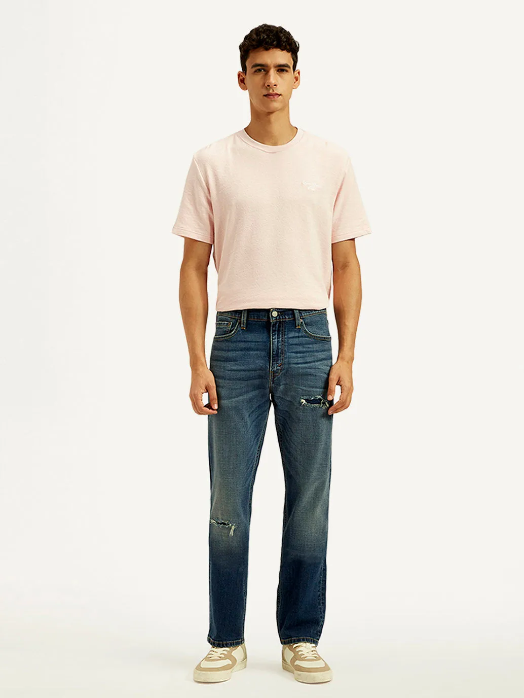Elegant Formal Durable Construction Men's Tinted 513 Med Indigo Slim Straight Fit Mid Rise Jeans