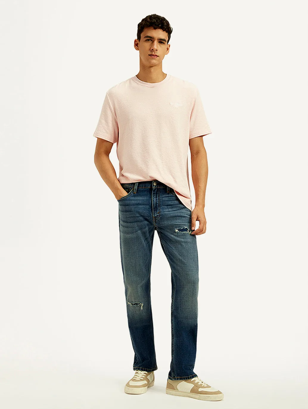 Men's Tinted 513 Med Indigo Slim Straight Fit Mid Rise Jeans Office Wear Couple Look Work Ready