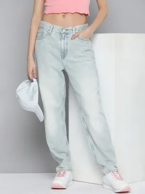 Women's 80s Mom Blue Loose Fit High Rise Jeans Shopping Day Vibrant