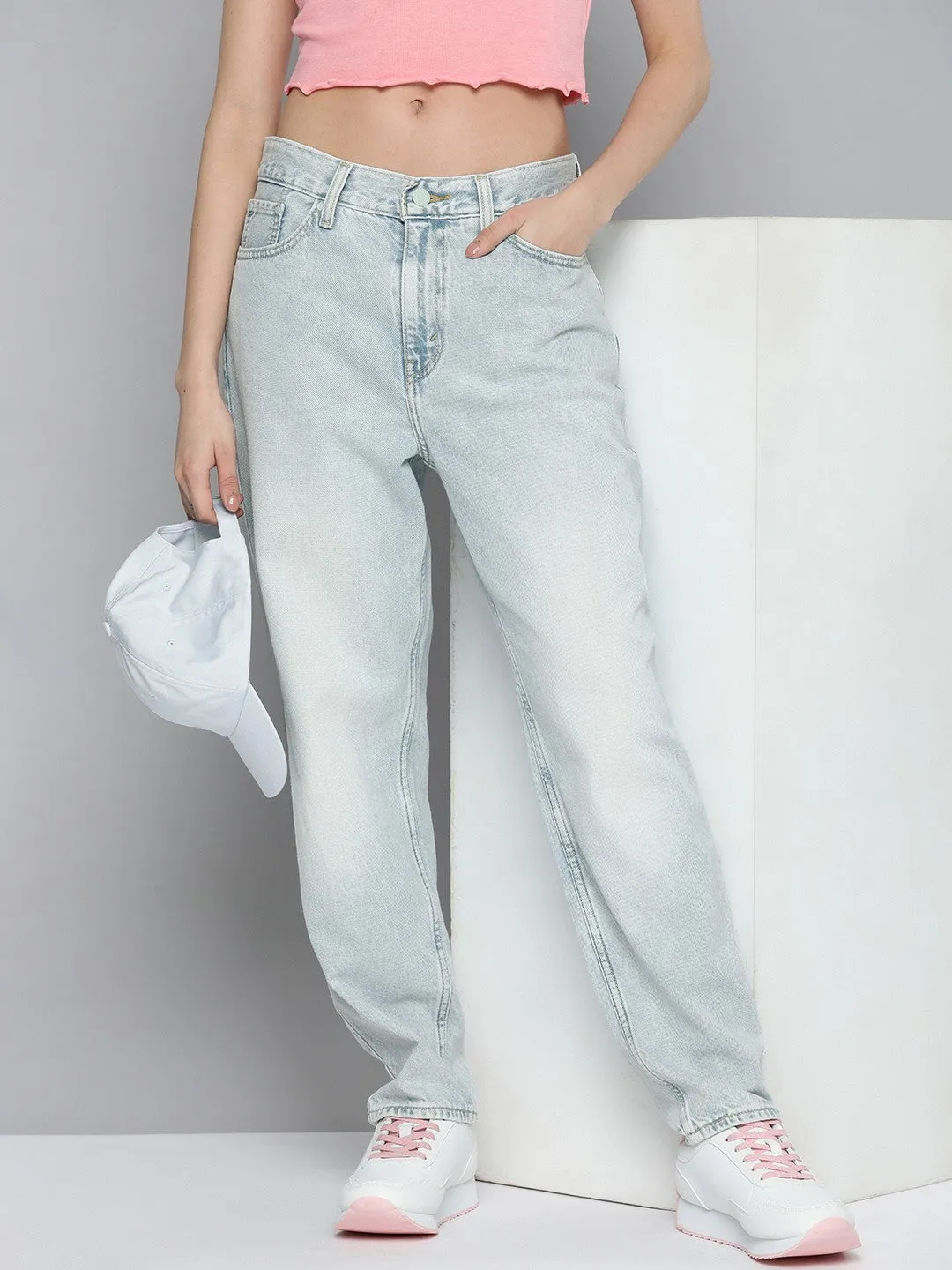 Earthy Music Event Women's 80s Mom Blue Loose Fit High Rise Jeans