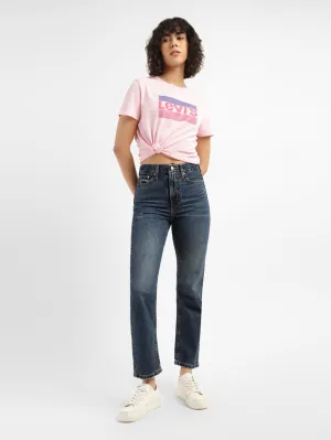 Vibrant Fashion Lover Relaxed Aesthetic Women's Blue Wedgie Straight Fit High Rise Jeans