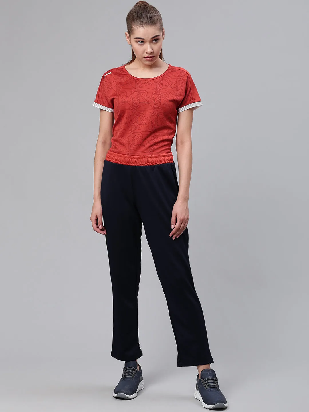 Heat Friendly Work Flex Alcis Women Navy Blue Slim Fit Solid Training or Gym Track Pants