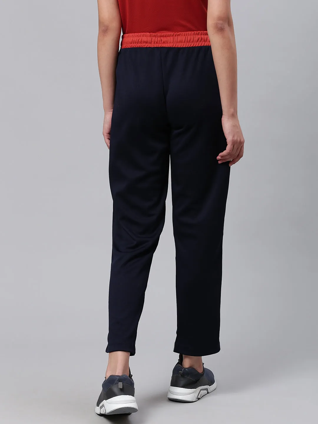 High Rise Easy Movement Alcis Women Navy Blue Slim Fit Solid Training or Gym Track Pants