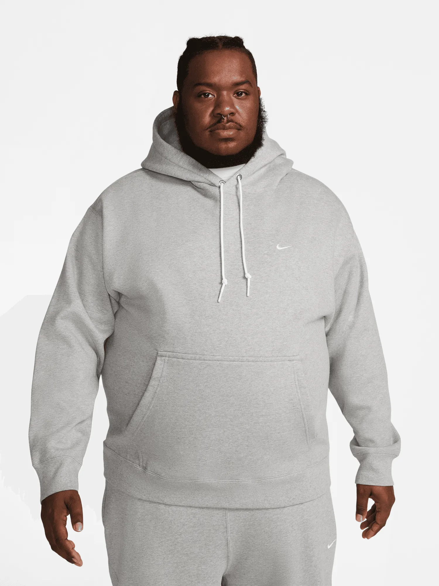 Brushed Interior Texture Logo Patch Fleece Pullover Hoodie