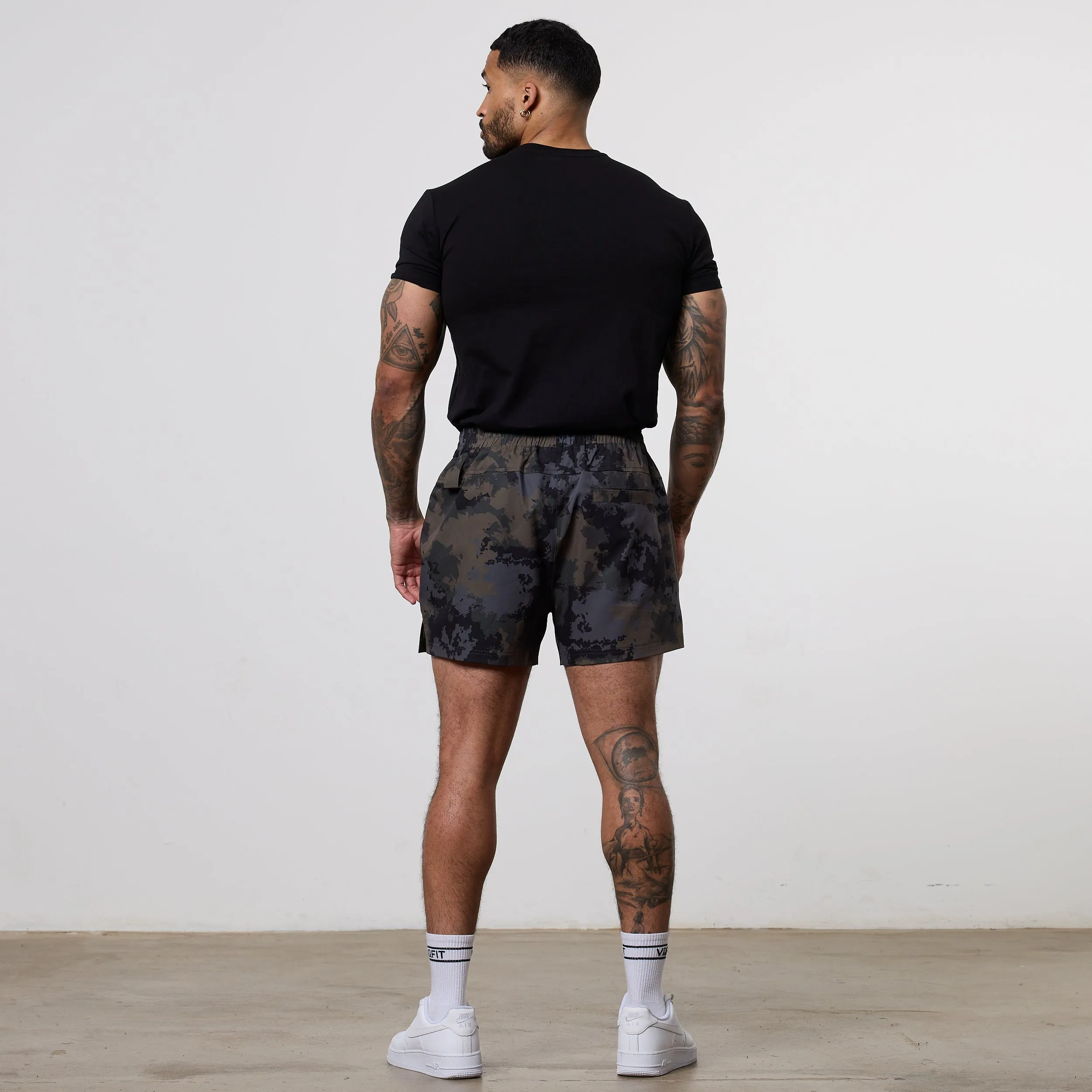suede look Vanquish Utility Brown Camo 4" Shorts