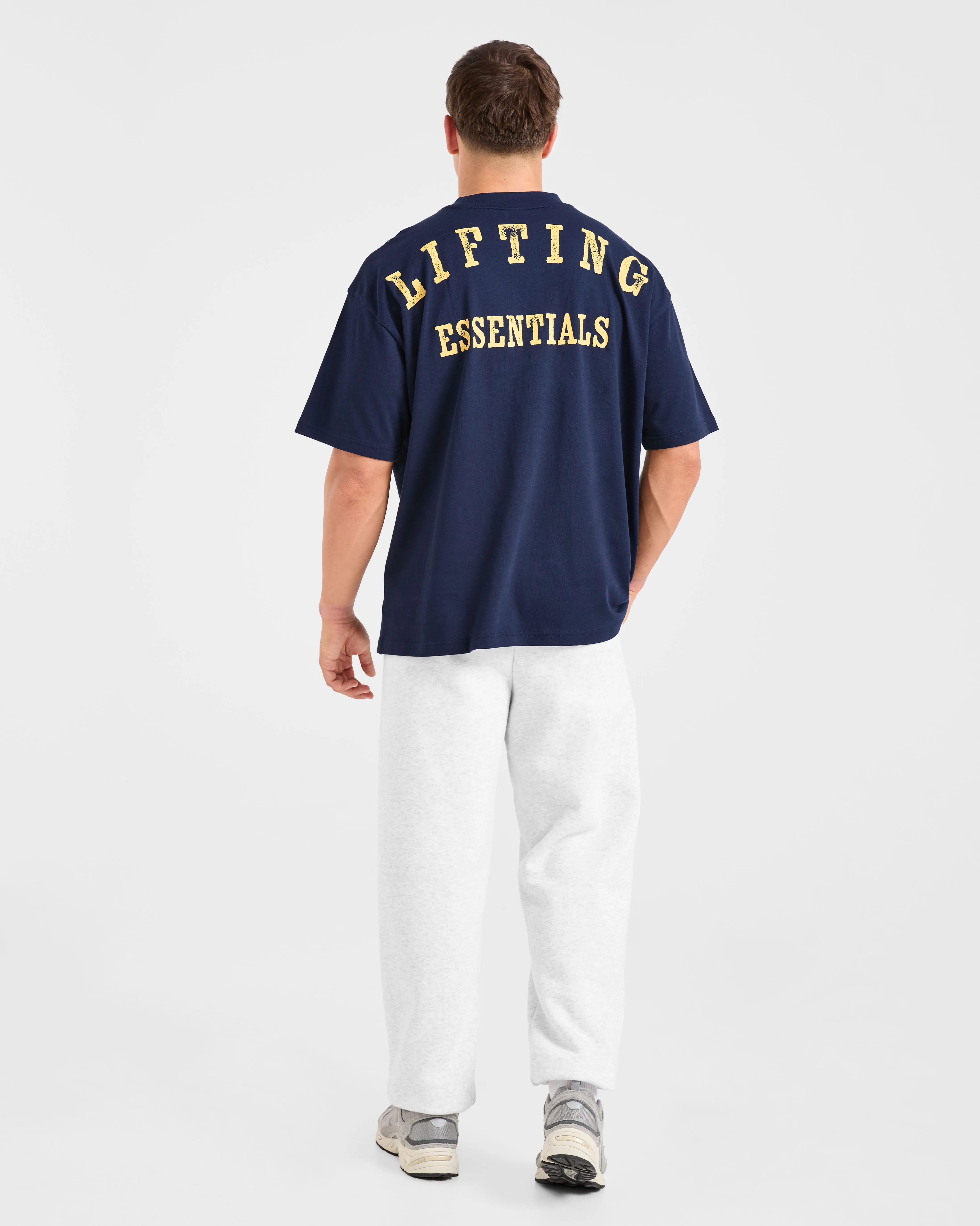 Classic Comfort Style Casual Style Lifting Essentials Oversized T Shirt - Navy/Yellow