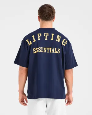 Casual Fashion Lifting Essentials Oversized T Shirt - Navy/Yellow