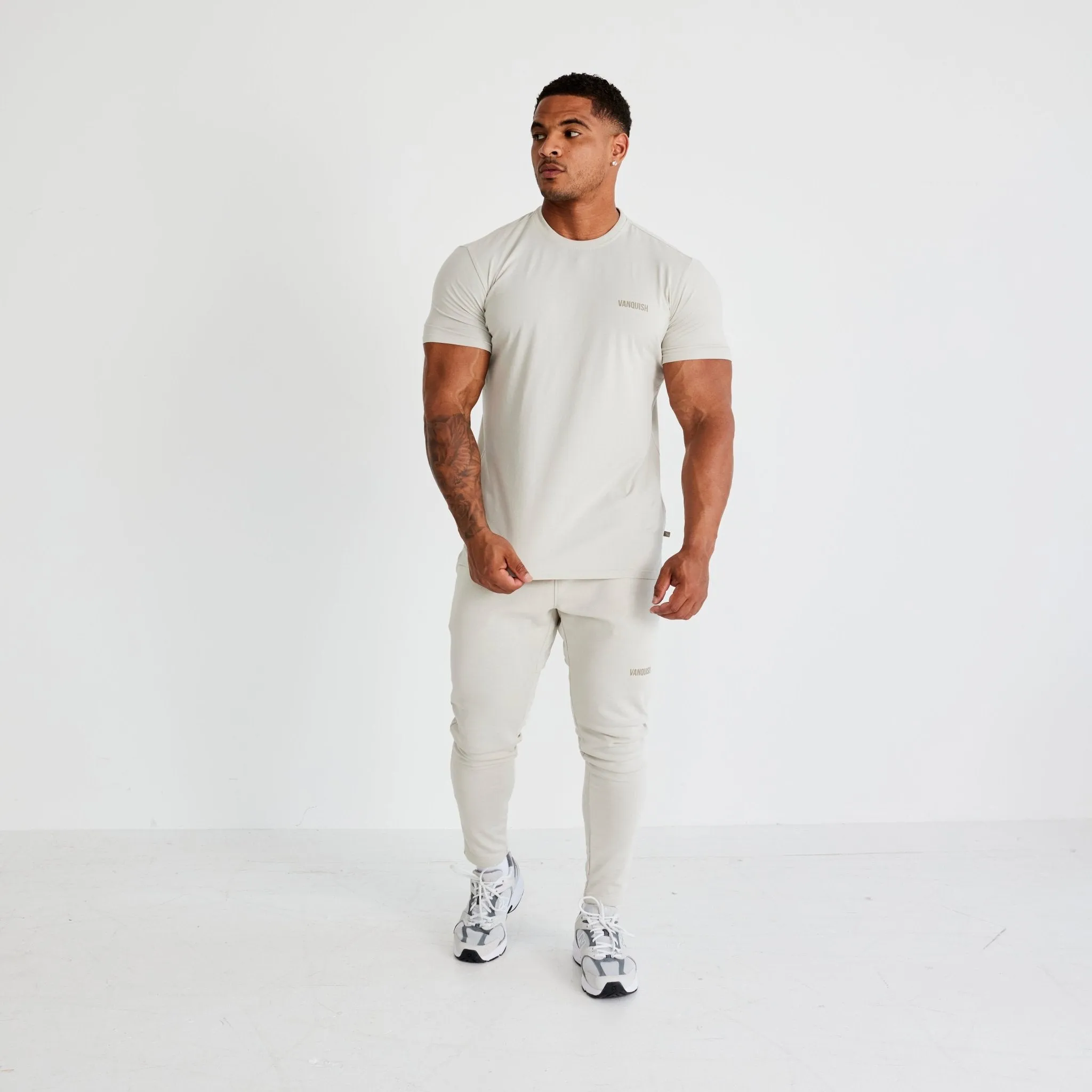 Vanquish Essential Stone Slim Fit Short Sleeve T Shirt Sustainable Material Blend