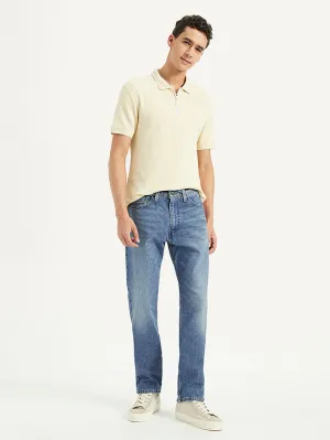 Men's 505 Blue Straight Fit Mid Rise Jeans Reinforced Belt Loops