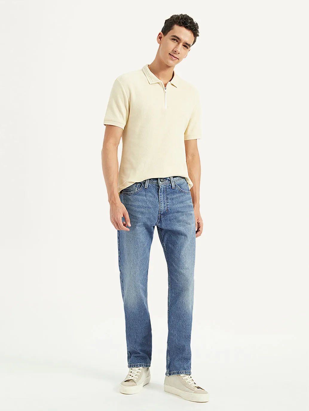 Men's 505 Blue Straight Fit Mid Rise Jeans Reinforced Belt Loops