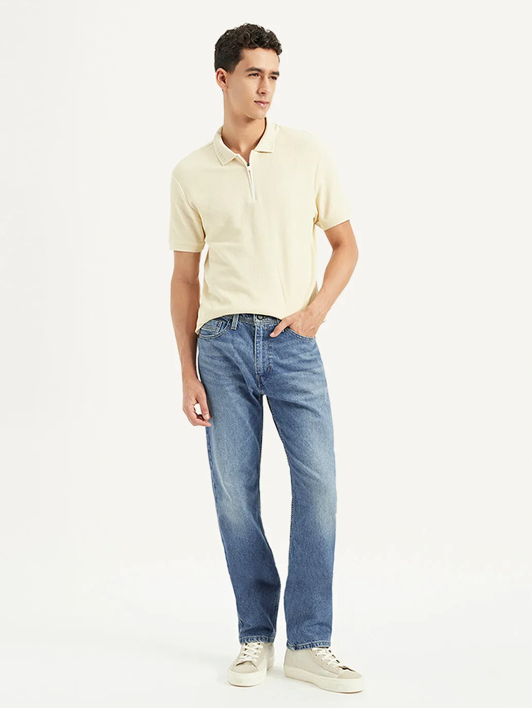 Men's 505 Blue Straight Fit Mid Rise Jeans Relaxed Style Relaxed Mood