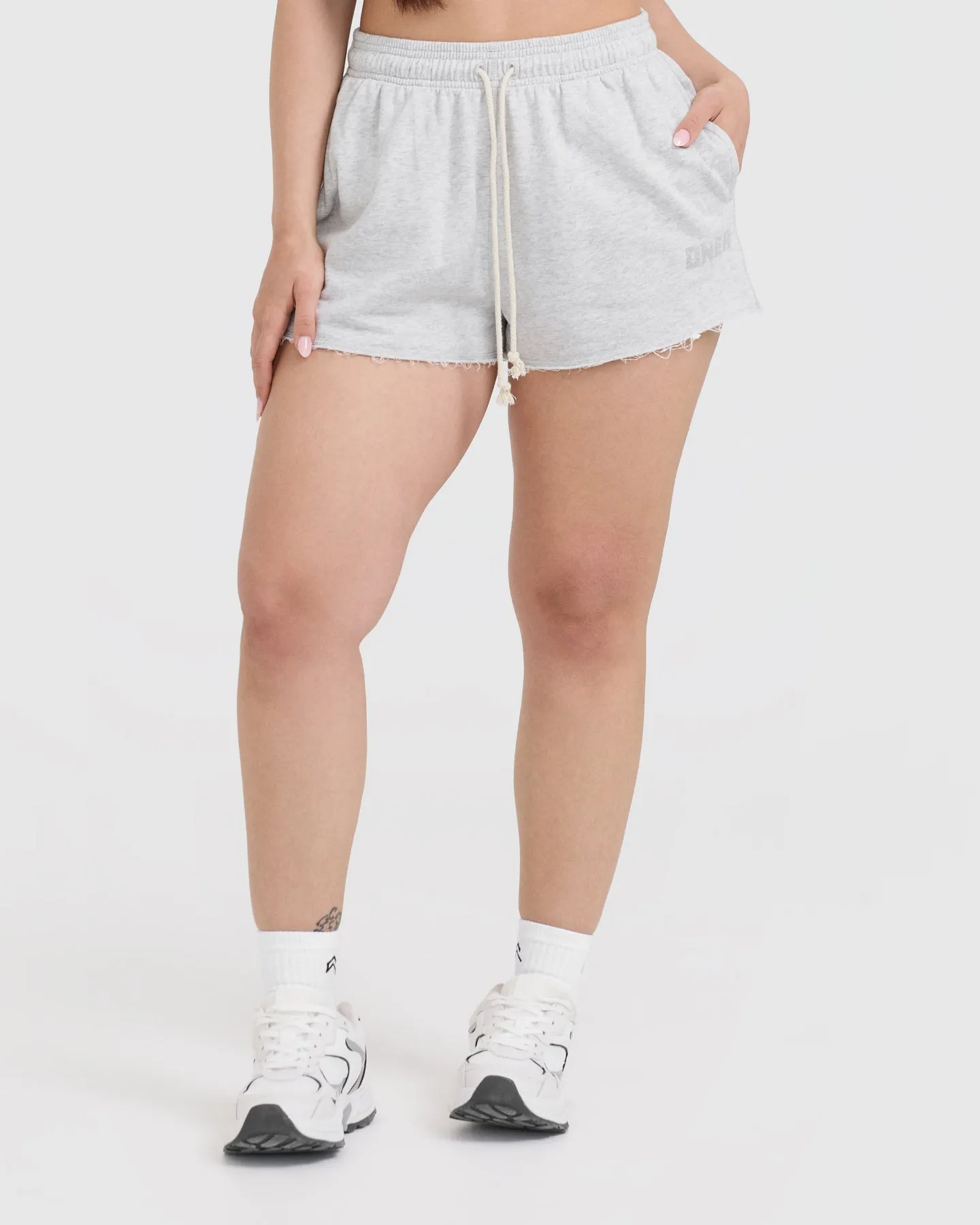 Beach Look Raw Lounge Oversized Shorts | Light Grey Marl Travel Comfort Breathable Side Vents