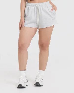 Beach Look Raw Lounge Oversized Shorts | Light Grey Marl Travel Comfort Breathable Side Vents