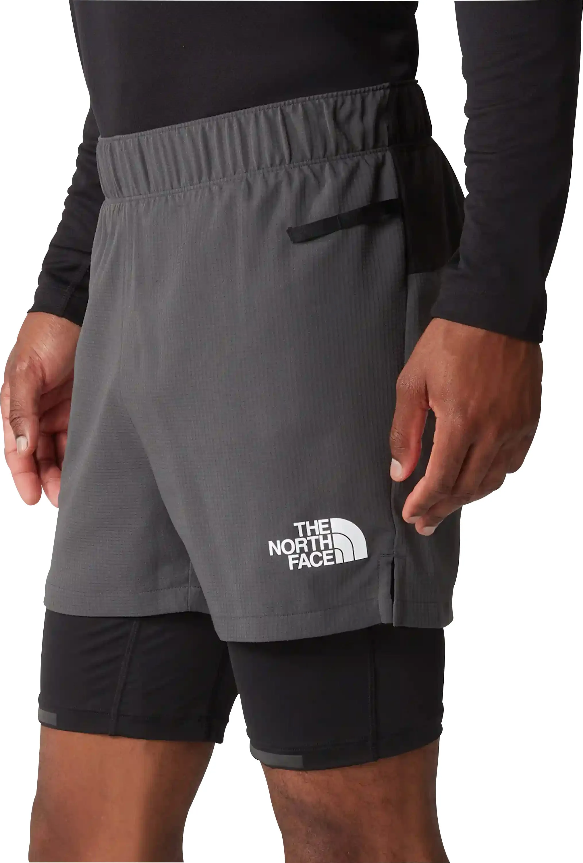 The North Face Lab Dual 2 In 1 Mens Running Shorts - Grey Quick Pocket Access Chic Comfort