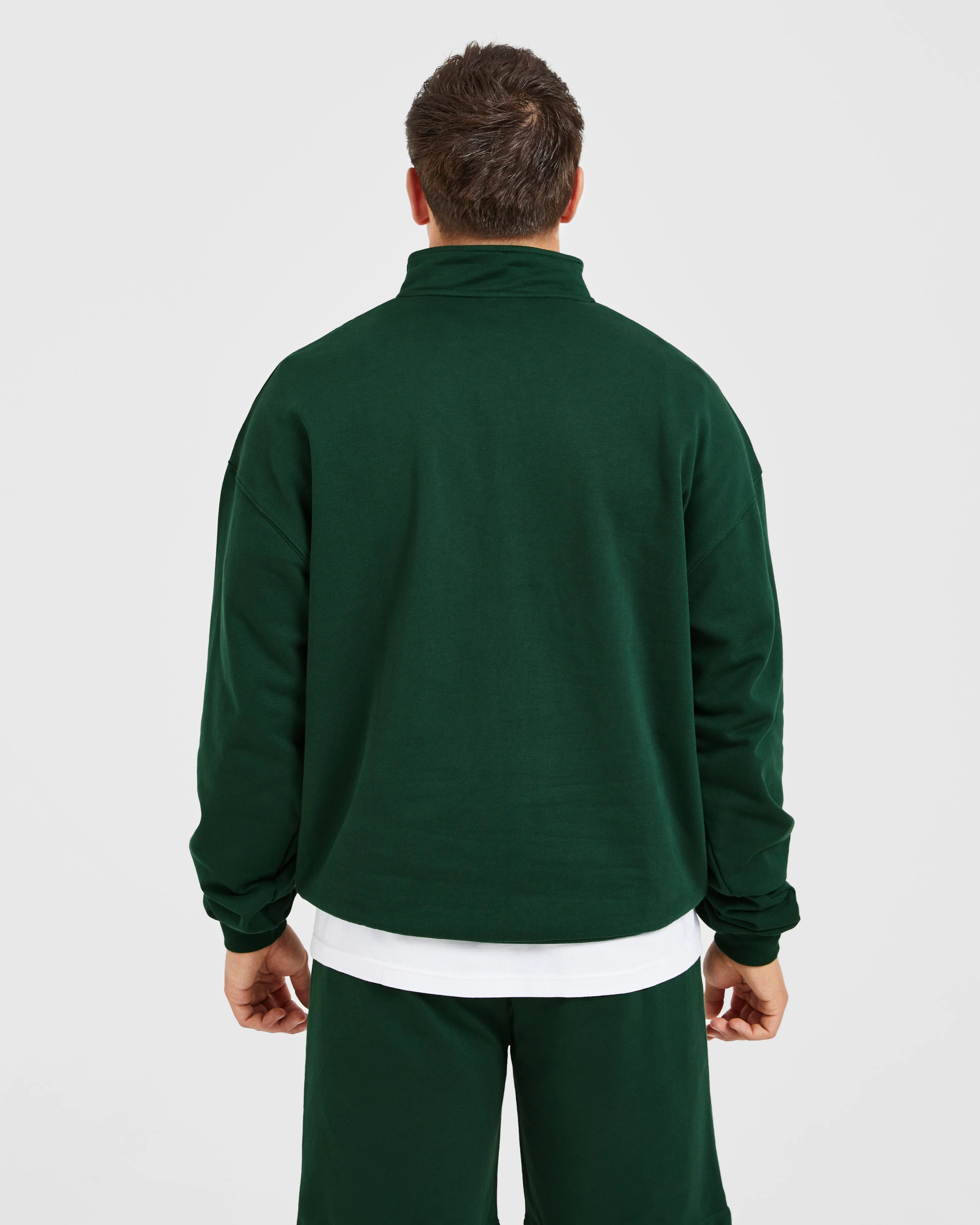 dormitory style Rebound 1/4 Zip Pullover - Forest Green