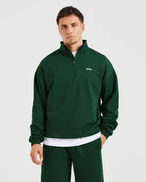 Rebound 1/4 Zip Pullover - Forest Green Tonal Logo Embroidery Sustainable production