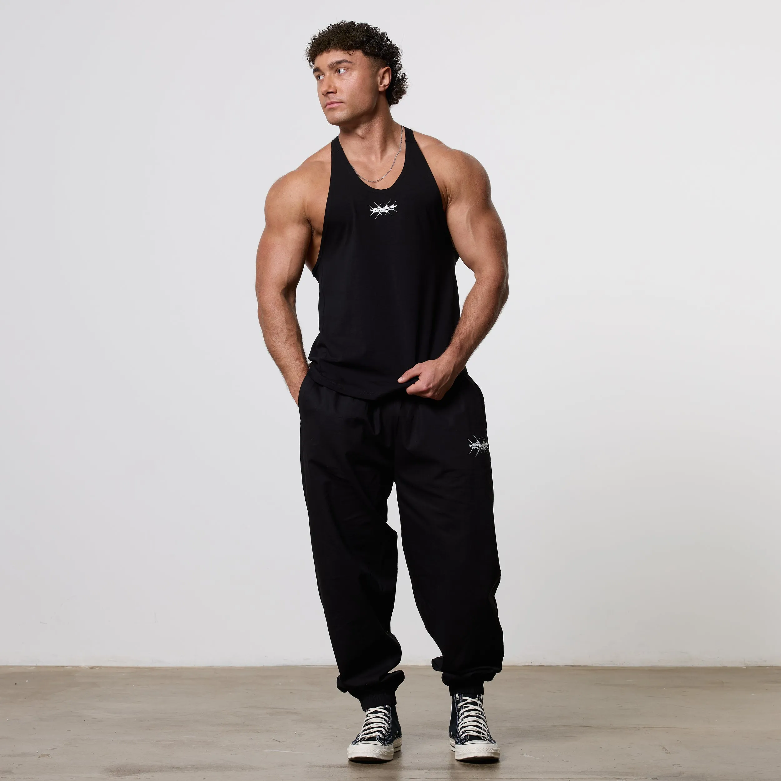 Vanquish x DT Lift Heavy Black Stringer Vest Vintage Wash