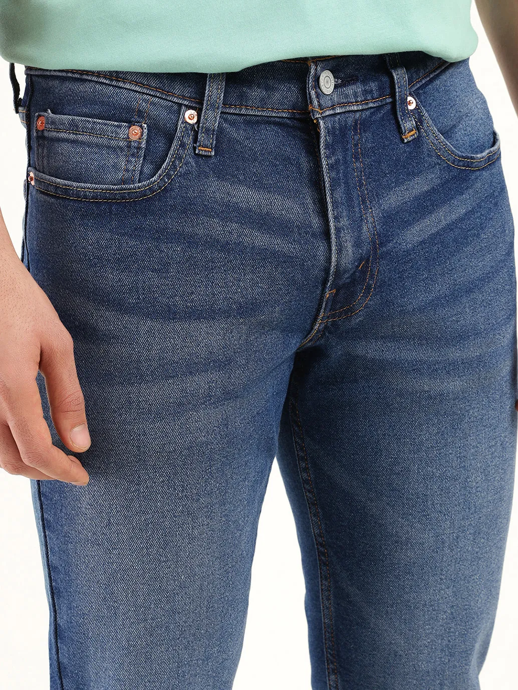 Men's 511 Indigo Slim Fit Mid Rise Jeans Timeless Cut Smooth zipper closure