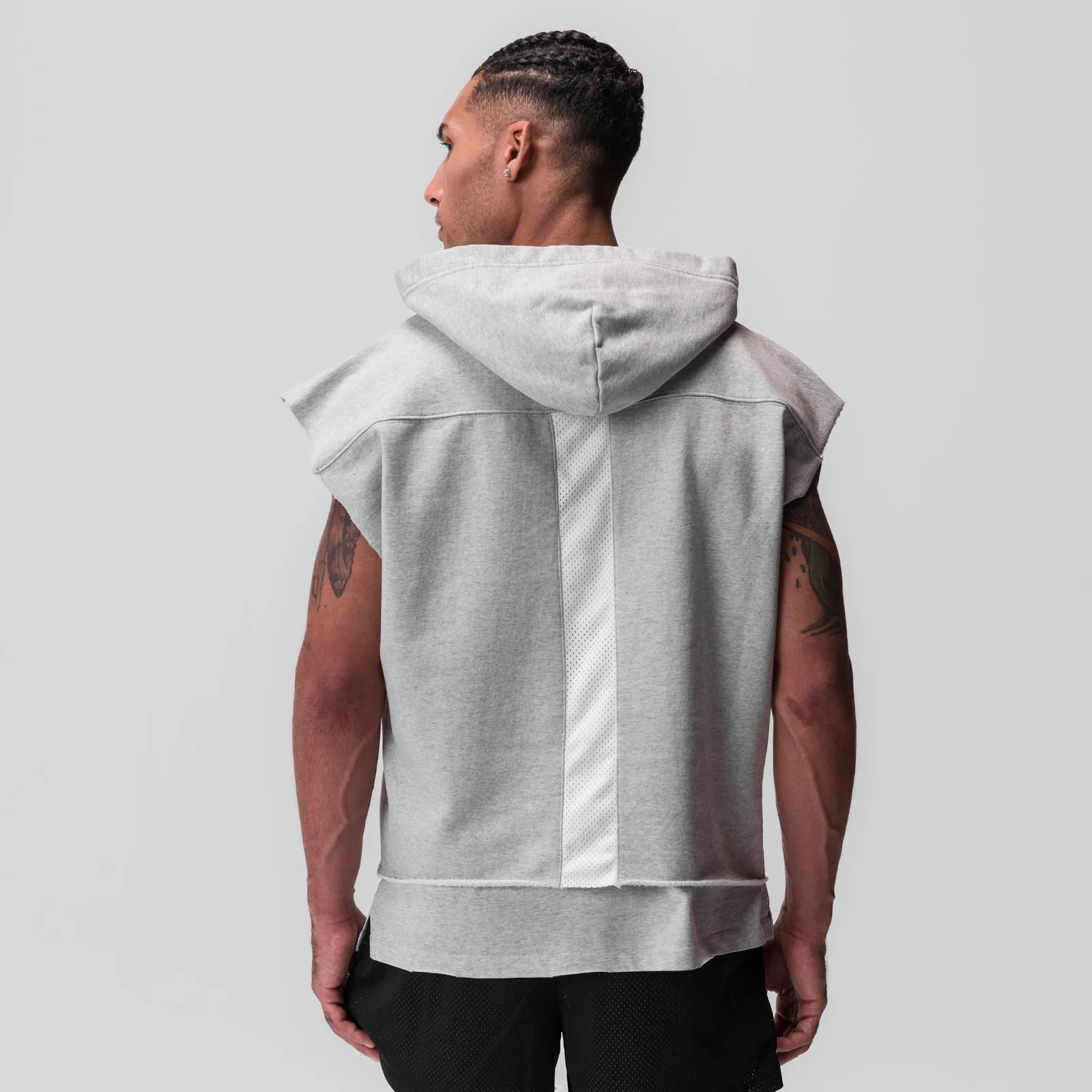 Easter wear 0844. Tech Essential? Raw Hem Cutoff Hoodie - Heather Grey