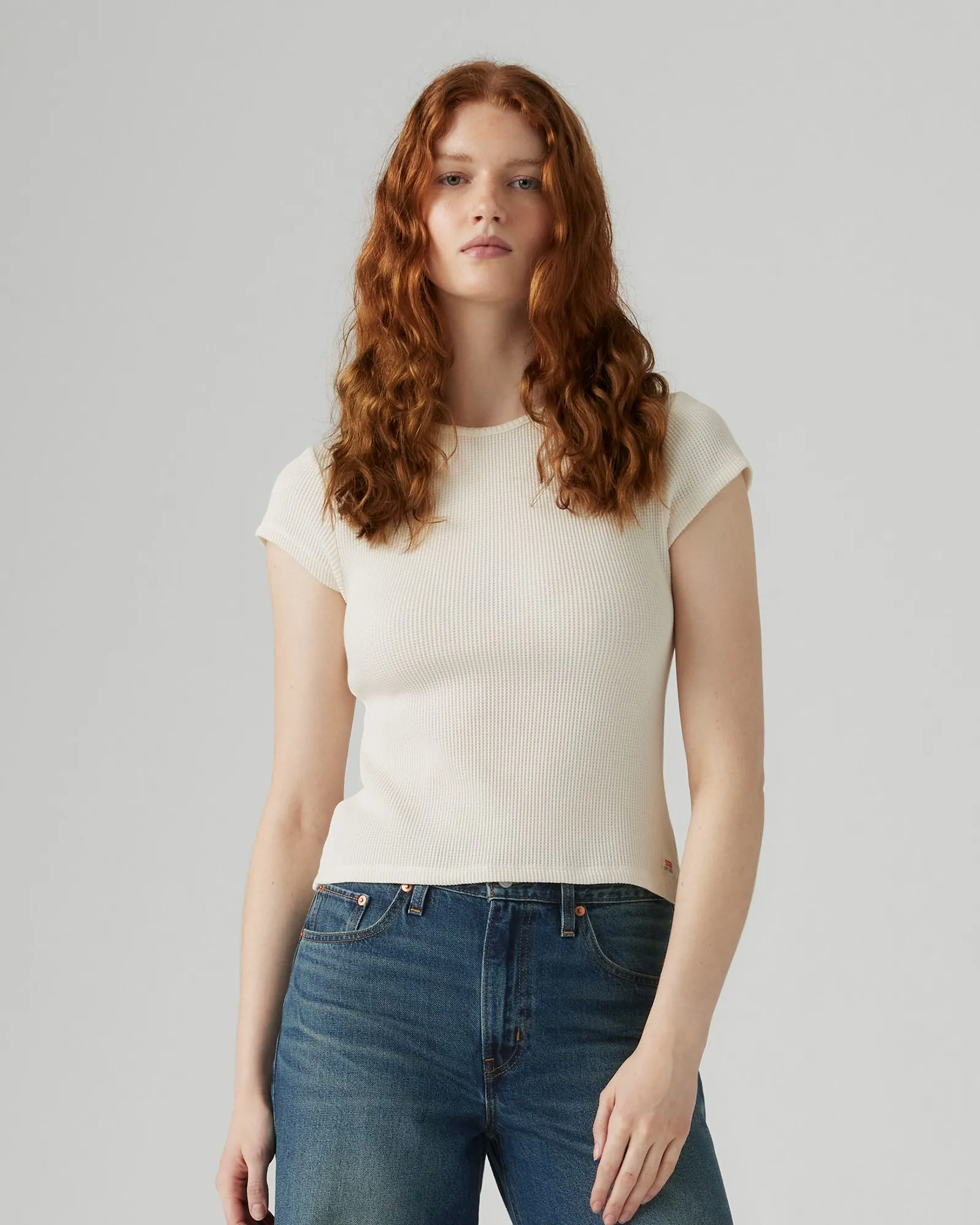 Neutral Mood Levi's? Womens Dry Goods Waffle Cap Tee - Gardenia