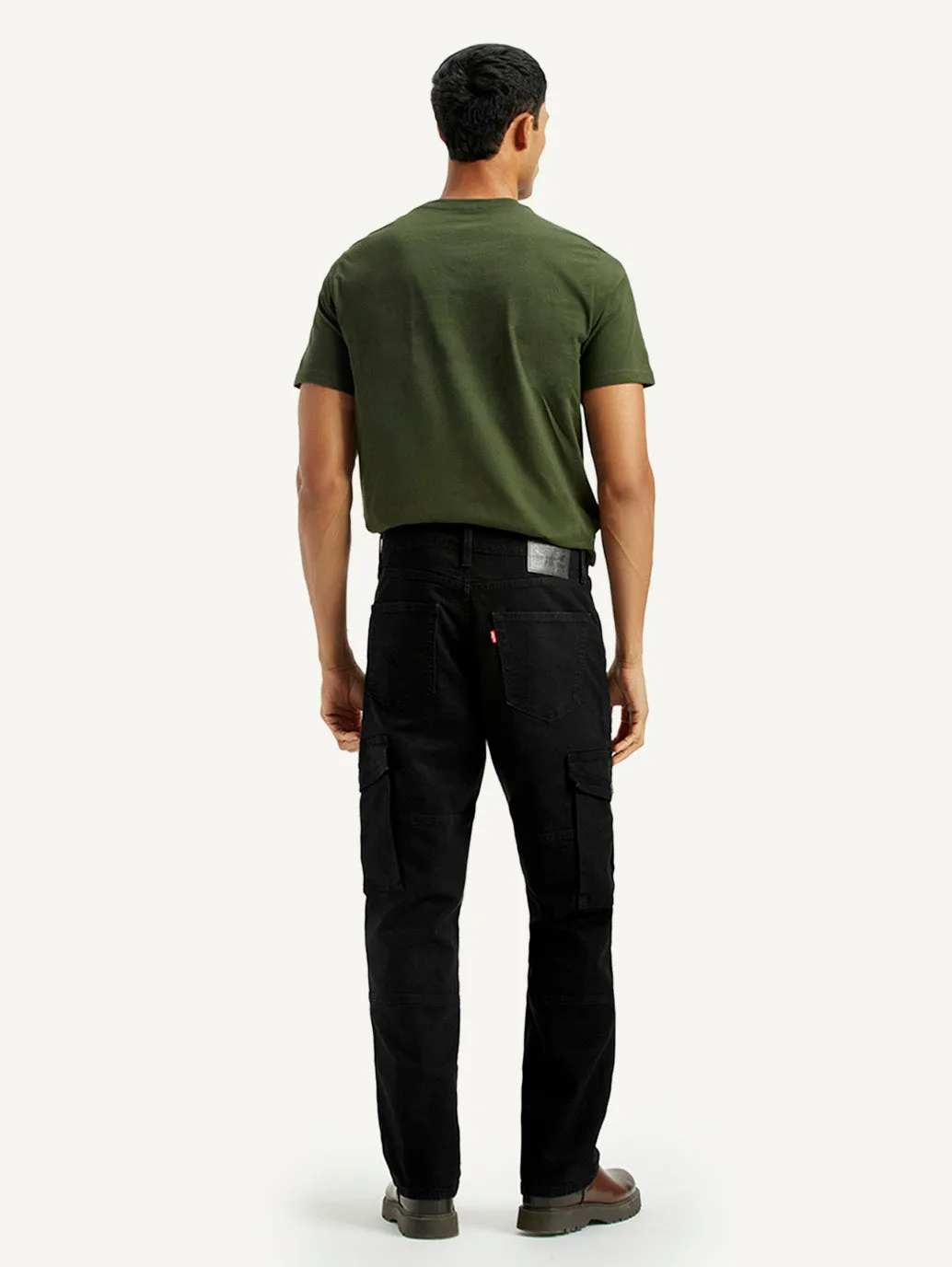 Modern Spring Mood Temperature Regulating Fabric Men's 568 Black Loose Fit Mid Rise Cargo Jeans