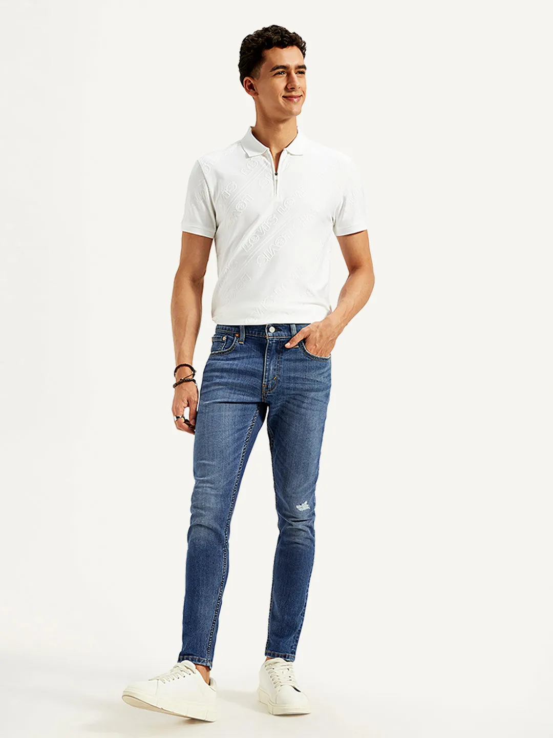 Odor Control Treatment Men's Blue Skinny Tapered Fit Mid Rise Jeans