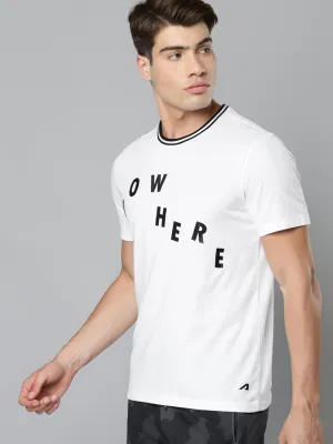 NonRestrictive Design Fairy Mood Alcis Men White Black Typography Printed Slim Fit Running T-shirt