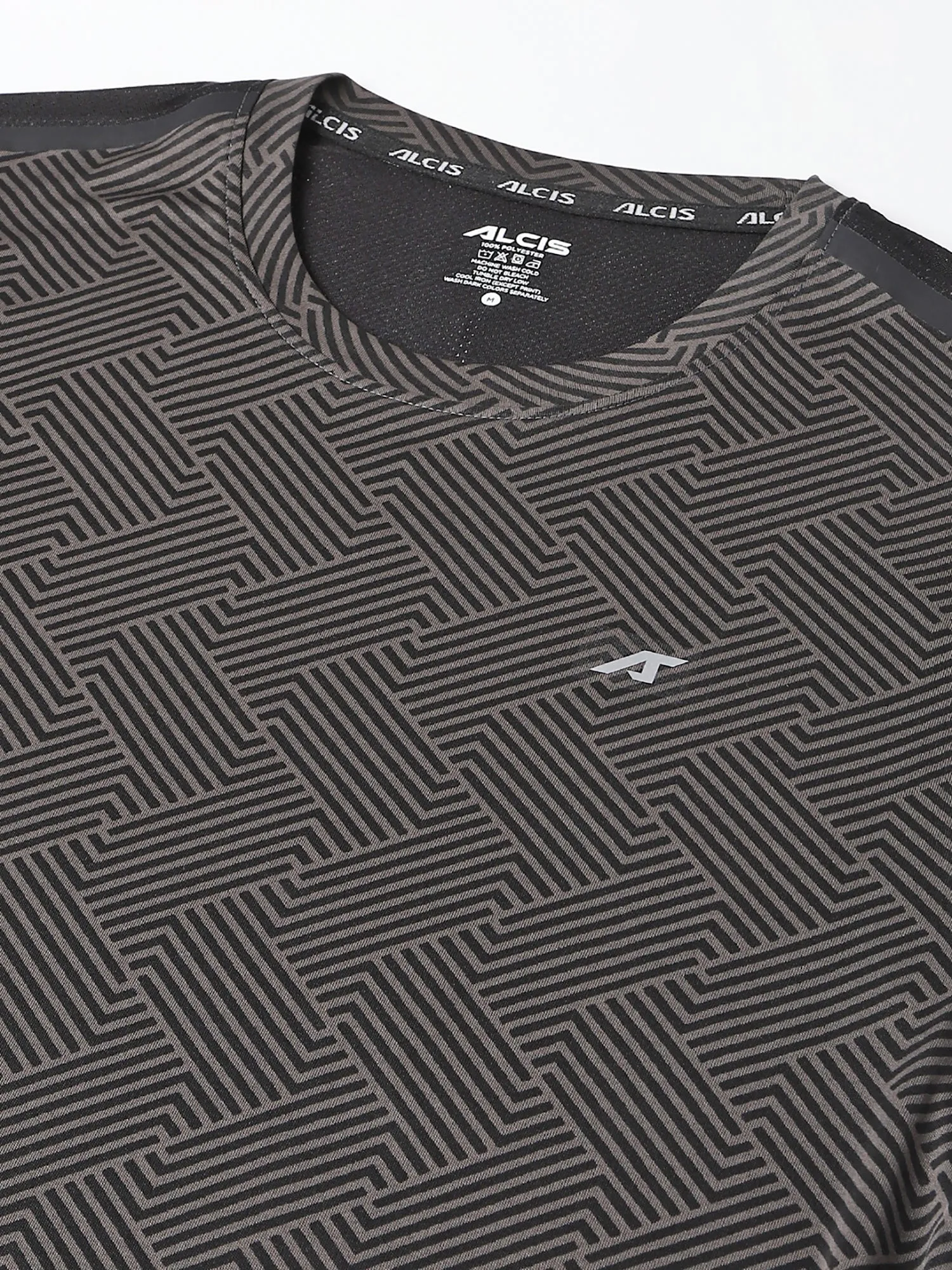 Bio Glow Alcis Men Dark Grey Drytech  Anti-Static Slim-Fit Round Neck Running T-Shirt