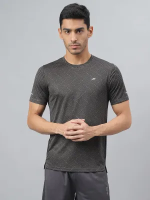 EcoFriendlyTextile Holiday Glow Alcis Men Dark Grey Drytech  Anti-Static Slim-Fit Round Neck Running T-Shirt