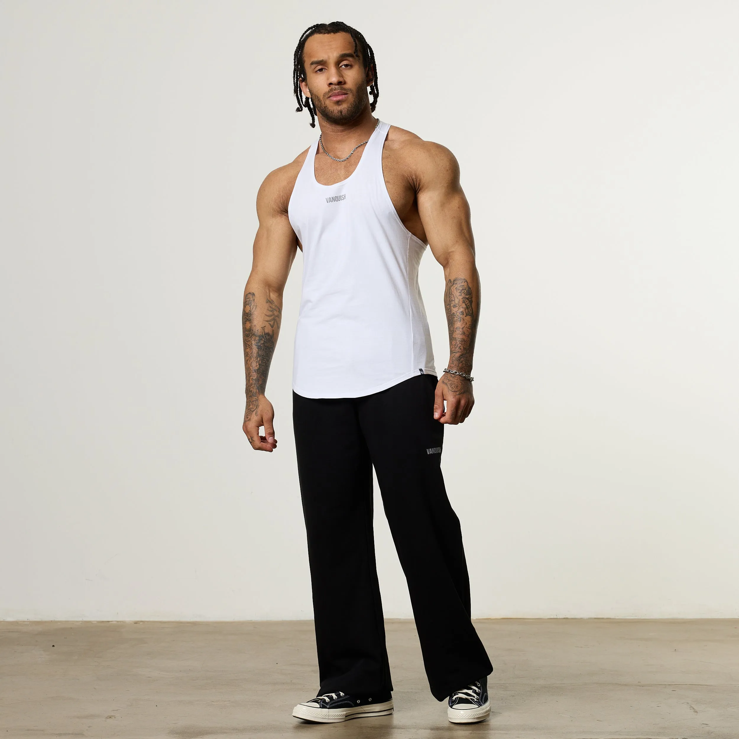 Light Style Trend Chic Fashion Vanquish Essential V2 White Stringer Vest