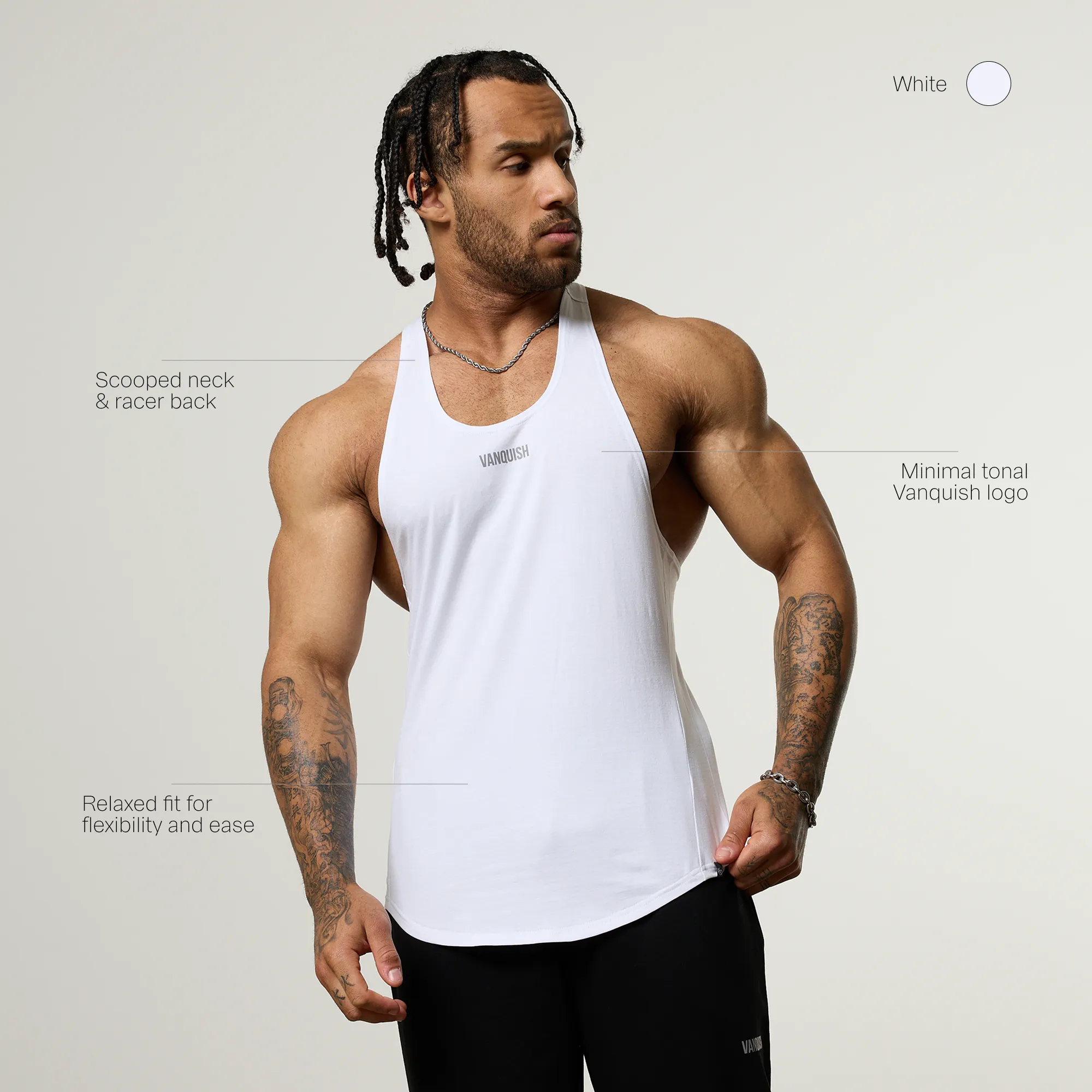 Active Fashion Vanquish Essential V2 White Stringer Vest